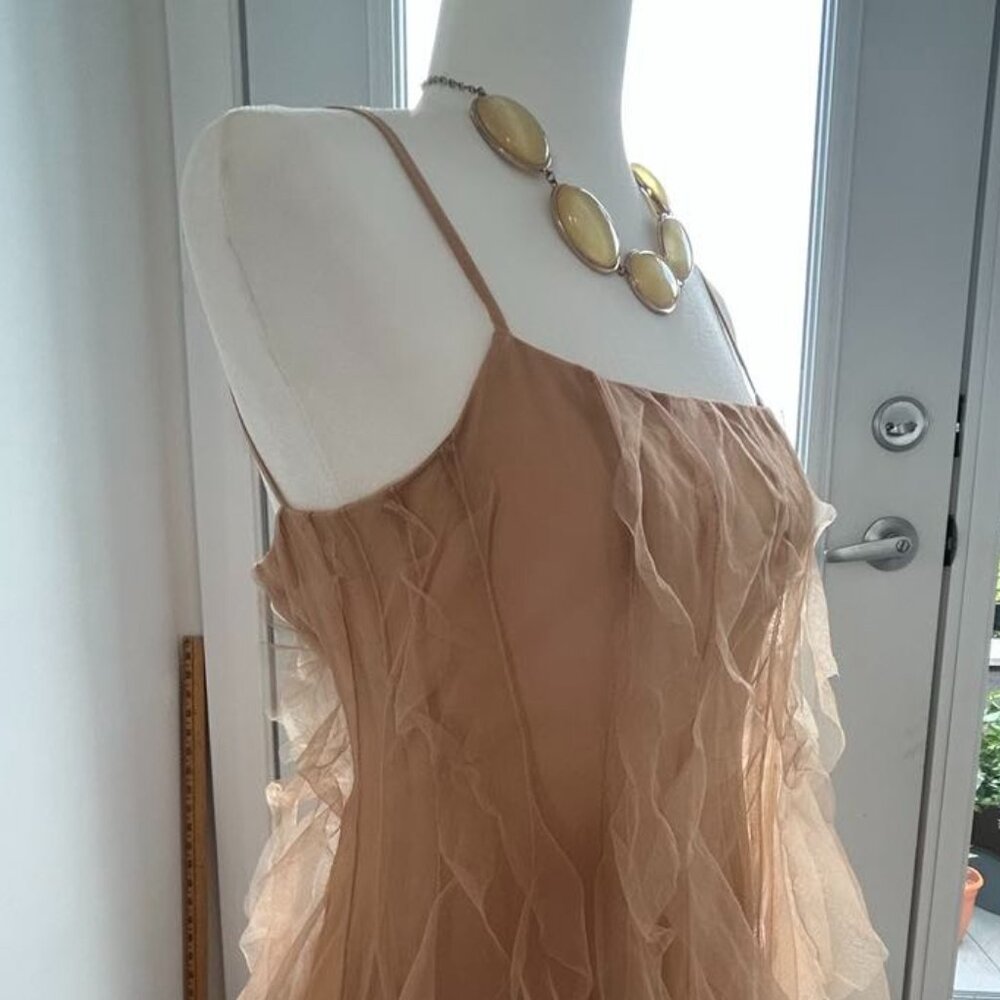 Orli Blush Tulle Dress – Long Midi with Delicate Straps, Size S